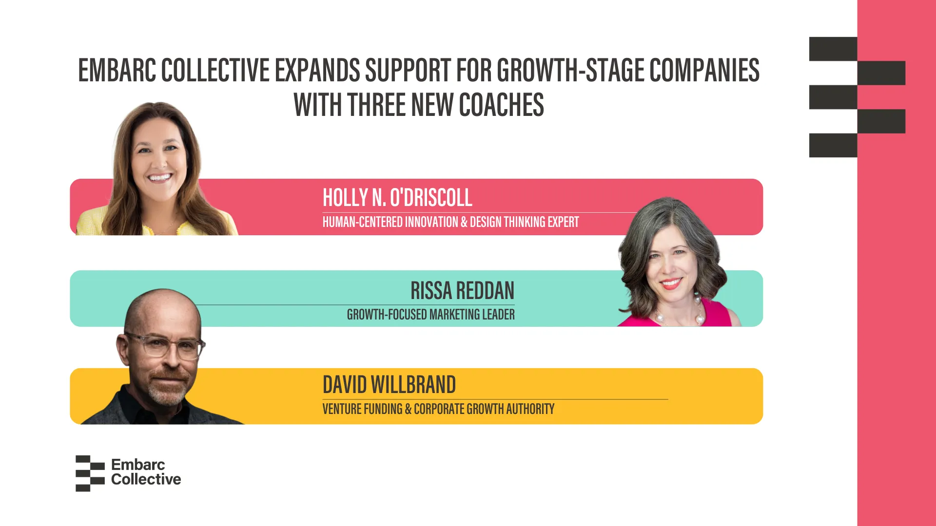 Embarc Collective Expands Support for Growth-Stage Companies with Three New Coaches